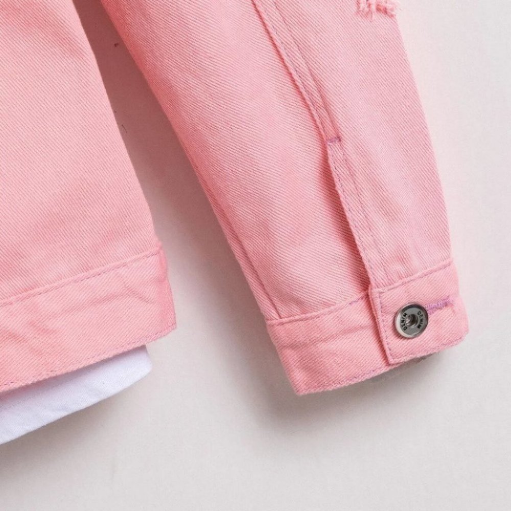Pink Mens Denim Jacket - Picture 5 of 7